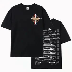 Men's Ford Mustang Evolution Short-Sleeve T-Shirt, Iconic Muscle Car Series, 100% Combed Cotton Heavyweight, Smooth Soft Round Neck, Full Size Full Color, USA-Made Casual Top, Shortsleeve, Classic