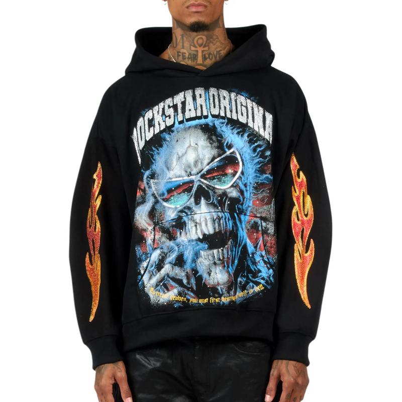 Slate Black Rhinestone Oversized Hoodie