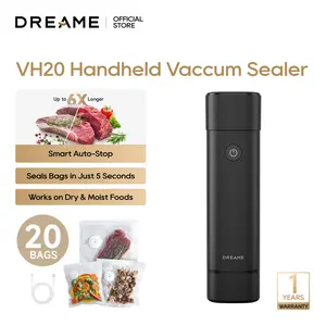 DREAME VH20 Handheld Vacuum Sealer, 5L/min High-Speed Pump, Dry & Moist Food Modes, Auto Stop, Waterproof Design, Seal Meal Saver, Portable Food Sealer, Comes with 20 Reusable Vacuum Bags for 6X Preservation & Fresh