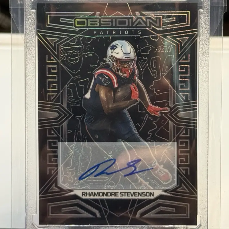 2023 Panini Obsidian Autographed Rhamondre Stevenson Trading Card