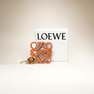 Pre-owned Loewe Leather Bag Accessories Anagram Orange Charm