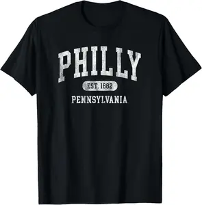 100% cotton Unisex Philadelphia Pennsylvania retro throwback Philly Souvenir T-Shirt