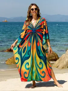 women beach cover ups kaftans handmade woven geometric printed maxi dresses boho holiday bathing suits Beach Swimsuit Cover