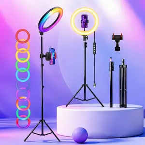12" Ring Light with 63" Extended Tripod Stand & Phone Holder, Dimmable 2600K-6500K Color Temperature - Designed for TikTok/YouTube Selfie Recording & Video Creation - Perfectly Suited for March Madness, Spring Break, World Cup & Easter Content Production