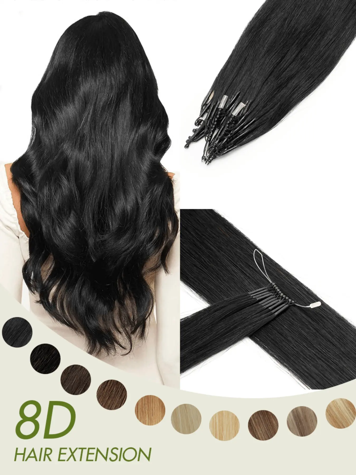 Real Hair Micro Bead Headband, Straight Bleached Highlight, 50 Strands Nano Ring, Seamless Silicone Beads, Human Hair Extensions