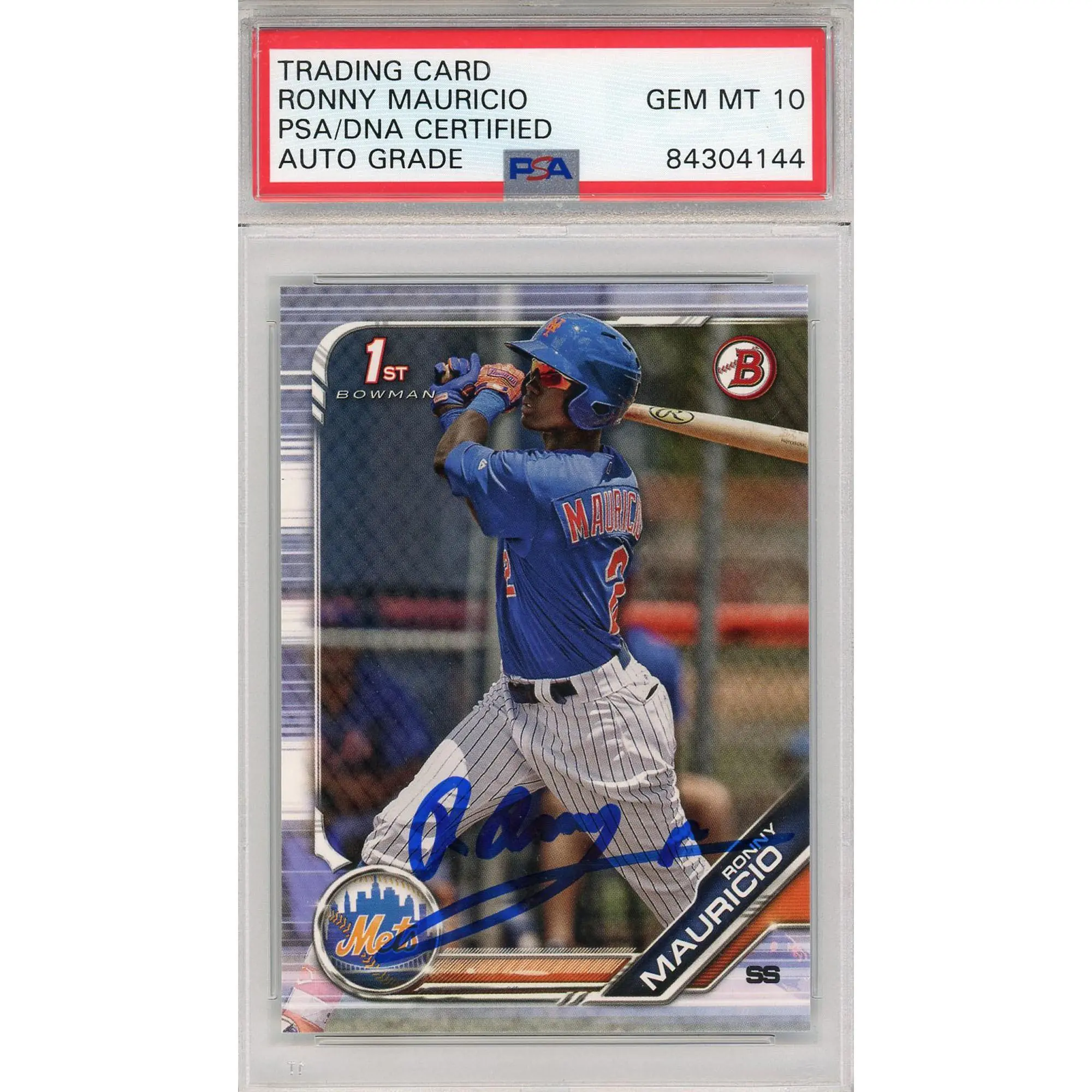 Ronny Mauricio New York Mets Autographed 2019 Bowman RC #107 BGS Authentic Card - Fanatics - Fanatics Authentic Certified
