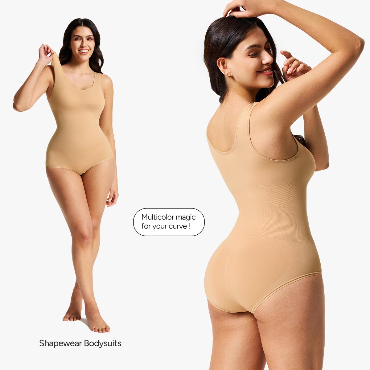 [MAX] Nebility Seamless Comfort Shapewear Bodysuit for Women,Basic Minimalist fashion Crewneck Womenswear Underwear High Waist Shaping Compression Firm Tummy Control Black&Black SpringStatements