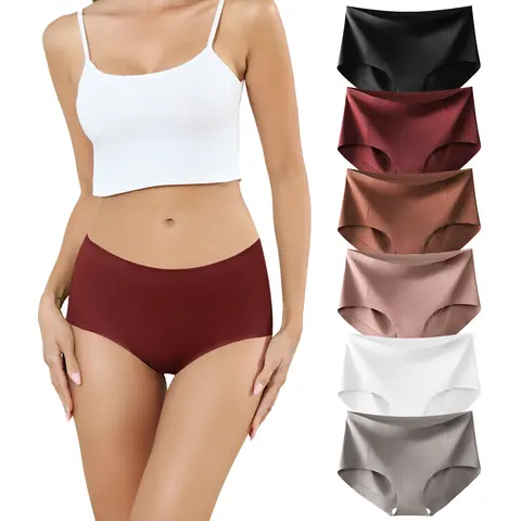 LEVAO Women’s Seamless Mid-Waisted Underwear, No Show Full Coverage Briefs, Stretchy Breathable Panties 6 Pack S-XXL, Everyday Comfort Womenswear