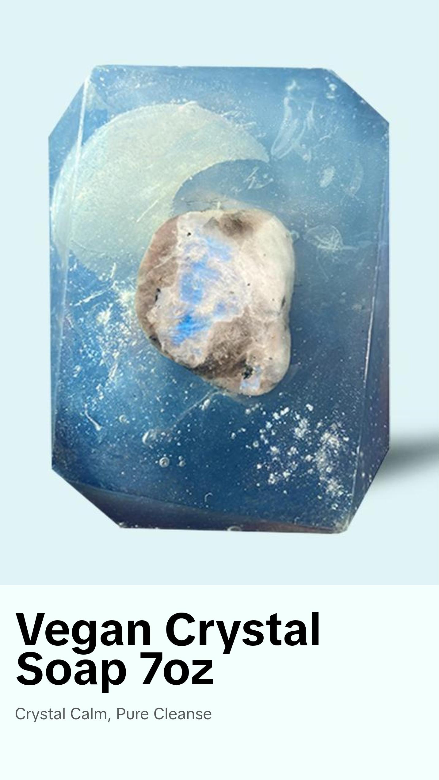 Crystal Bar Soap - Moon Water - Vegan - Crystal Infused - 7 oz - All Natural - Scented in Peppermint and Eucalyptus Smoky Musk
