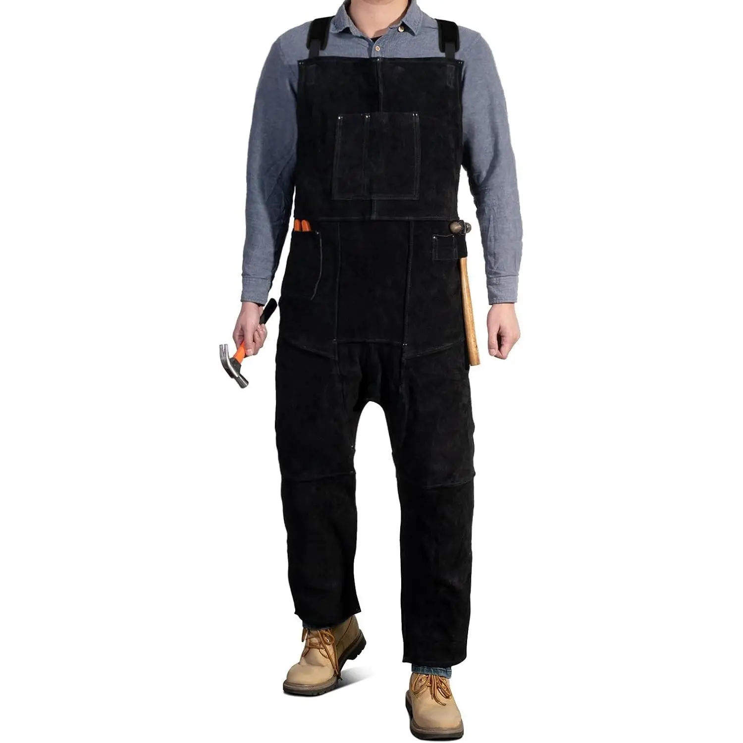 Leather Welding Apron Split Leg for Men and Women,Heavy Duty Cowhide Leather Welding Pants-Forging Apron