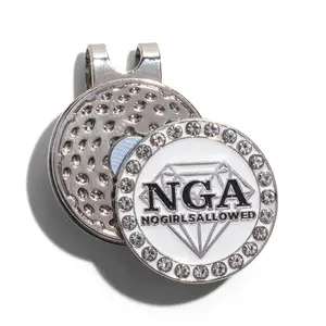 No Girls Allowed Frosted Crystal Diamond Ball Marker & Hat Clip Set - Durable 1-Inch Marker & Secure Clip for Golfers