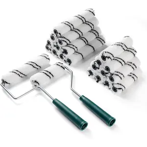 20 Pack 4 Inch and 6 Inch Microfiber  Roller Covers with 2 count Anti Rust Metal Roller Frames, Professional Grade Painting Tools for Walls, Ceilings, Furniture
