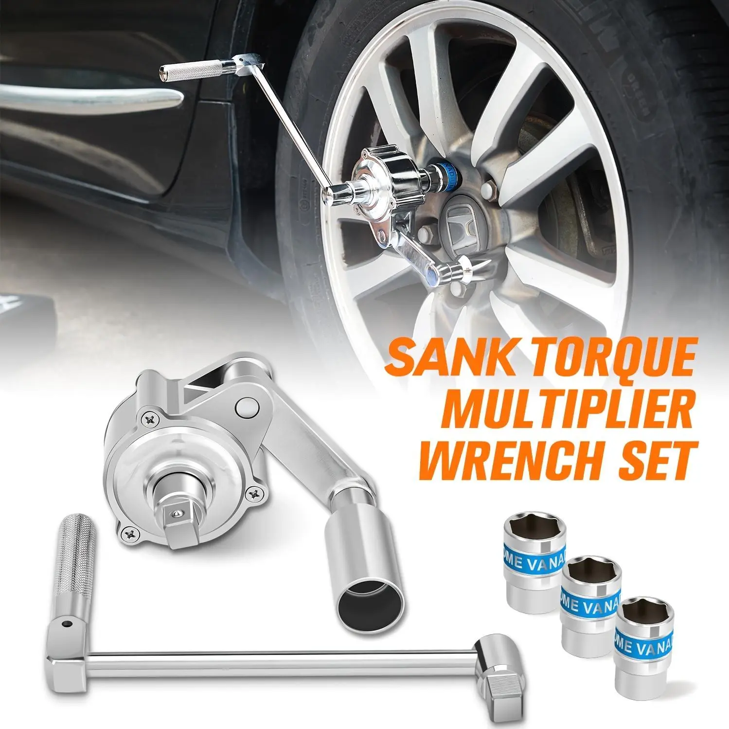 SANK 1:20 High Torque Multiplier Wrench Set - Professional Heavy-Duty Ratchet Tool with 17/19/21mm Sockets | 1/2" Drive Labor-Saving Gearbox for Car Truck Tire Lug Nuts Removal | Birthday Christmas Gifts for Men DIY Mechanics & Car Enthusiasts