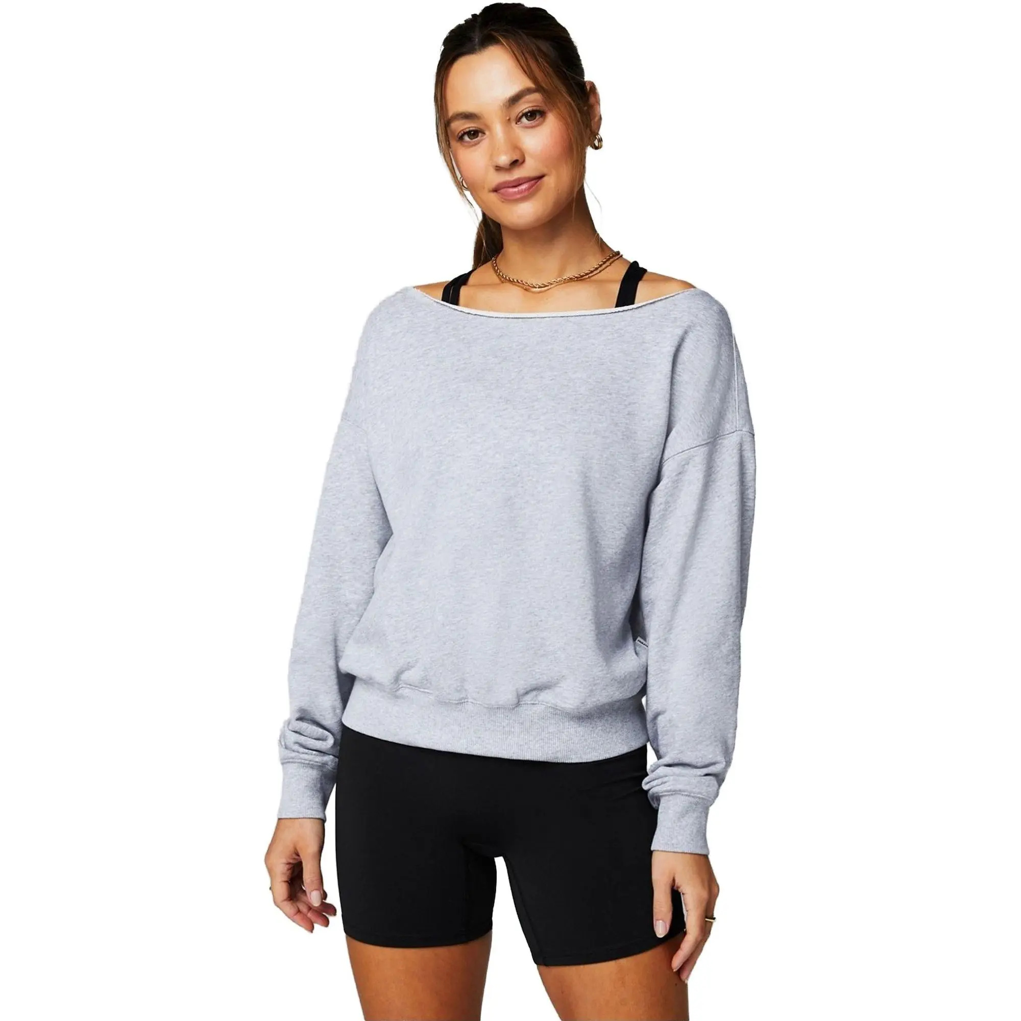 Fabletics Women's Year Round Terry Off Shoulder Sweatshirt