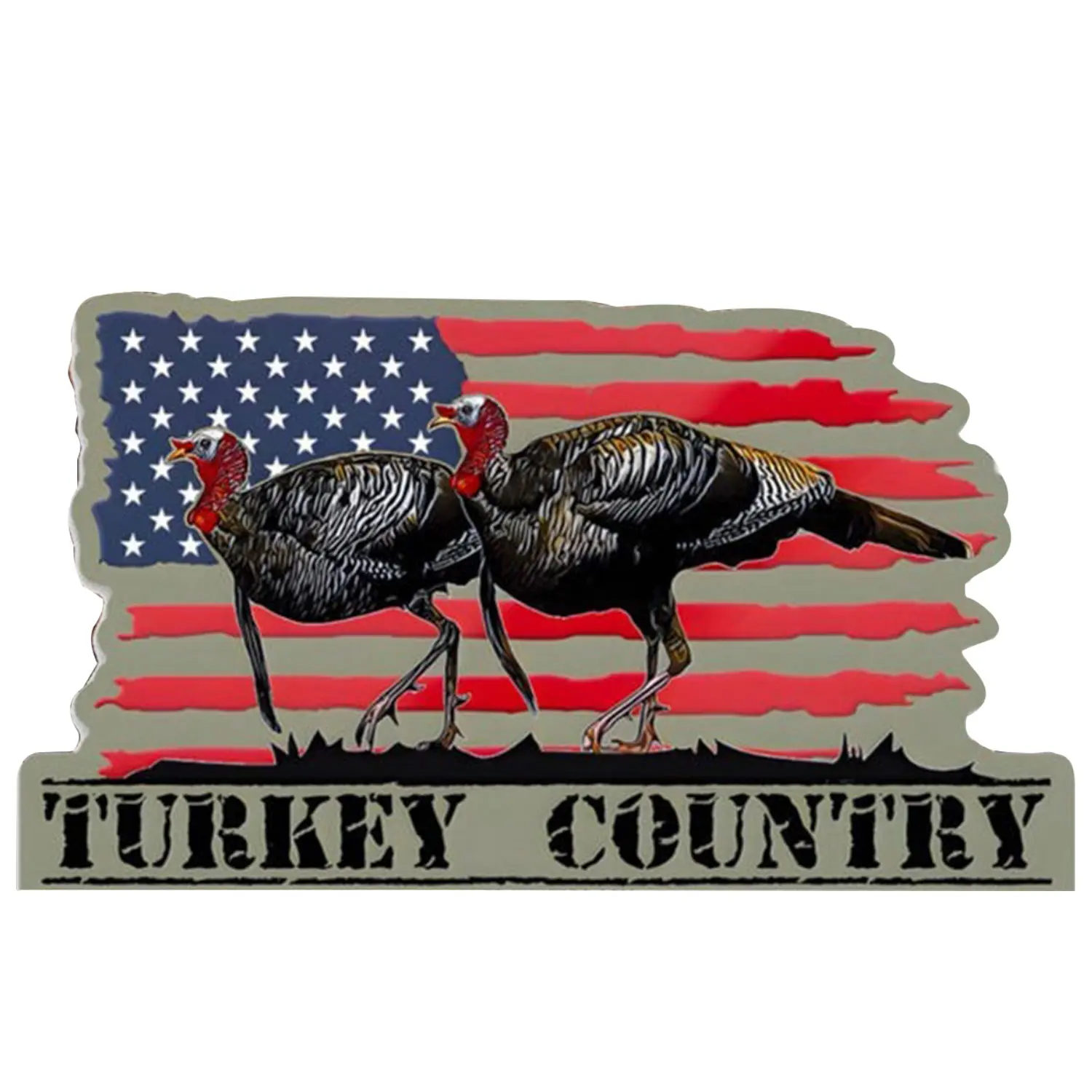 Turkey Country Sticker, Wild Turkey American Flag Outdoor Decal, Rustic Country Design for Laptop Tumbler Cooler Car Window, Nature Lover Gift