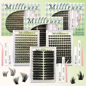 Lash Clusters Kit with Long-lasting Lash Bond and Seal,Tweezers and Remover for DIY Eyelash at home for Natural Makeup girl gifts