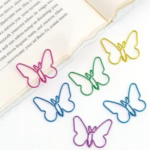 30/60pcs Random Color Butterfly Paper Clips, Vintage Elegant Metal Clips for Document Organization, Office Stationery, Suitable as Business Gift