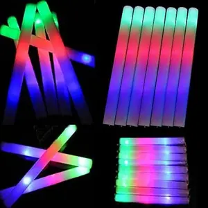 25 Non-Personalized LED Foam Sticks Multi Color Glow Wands, Batons, 3 Flashing Modes - Party, DJ, Concerts, Birthdays, Weddings, Lights, Dance Props