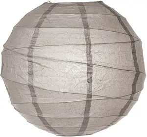 12-Pack 20 Inch Gray / Grey Free-Style Ribbing Round Paper Lantern