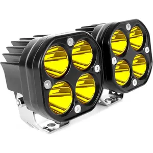 Yellow 3Inch 40W LED Off Road Driving Pod Lights 12V 24V Spot Cube Light Bar for 4WD Pickup Trucks Boat ATV UTV SUV Motorcycle Tractor Amber Fog Light Pack of 2