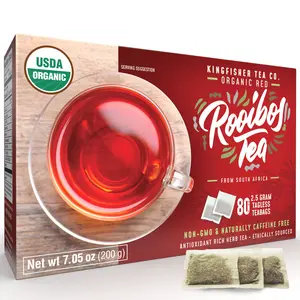 Kingfisher Organic Rooibos Tea Bags, Caffeine Free, Small Batch Red, 100% Pure from South Africa, Naturally Sweet, Keto Friendly, Non GMO, Safe for Children & Pregnant Women Beverage Fruity