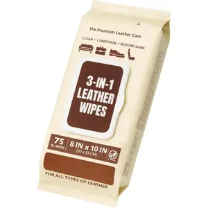 3in1 Leather Wipes 75 XL Count, Clean, Condition & Restore Shine, Extra-Large 8"x10" Wipes for  Seats, Shoes, Furniture & Bags, Thick, Durable & Non-Linting, Safe for  Leather Types