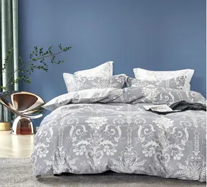 Say Yes Bedding Lauren Grey Damask 100% Cotton Comforter set a comforter and two pillow shams