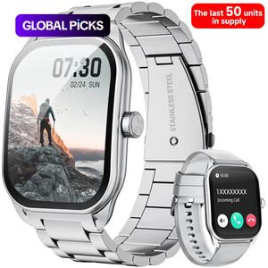 smart watch for men answer/make calls, 2.01" fitness watch for fall gift, step counter with 100+ sports, waterproof fitness smartwatches compatible with android ios, boyfriend gift