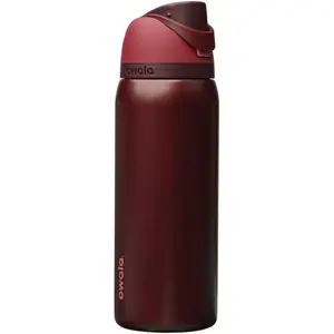FreeSip Insulated Stainless Steel Water Bottle with Straw, BPA-Free Sports Water Bottle, Great for Travel, 32 Oz, Black Cherry
