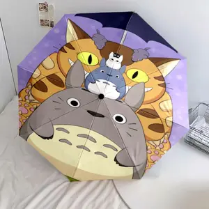 cute Totoro 01 Cartoon pattern printed new umbrella, 1 self-folding umbrella, portable foldable travel umbrella, outdoor umbrella, Christmas birthday festival gift