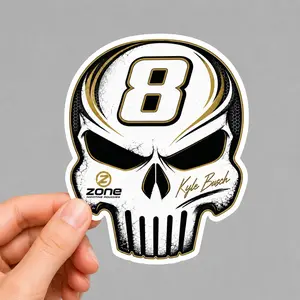 Number 8 Skull Racing Vinyl Sticker, Motorsport Graphic Decal, Checkered Flag Speed Sticker, Car Truck Laptop Decor