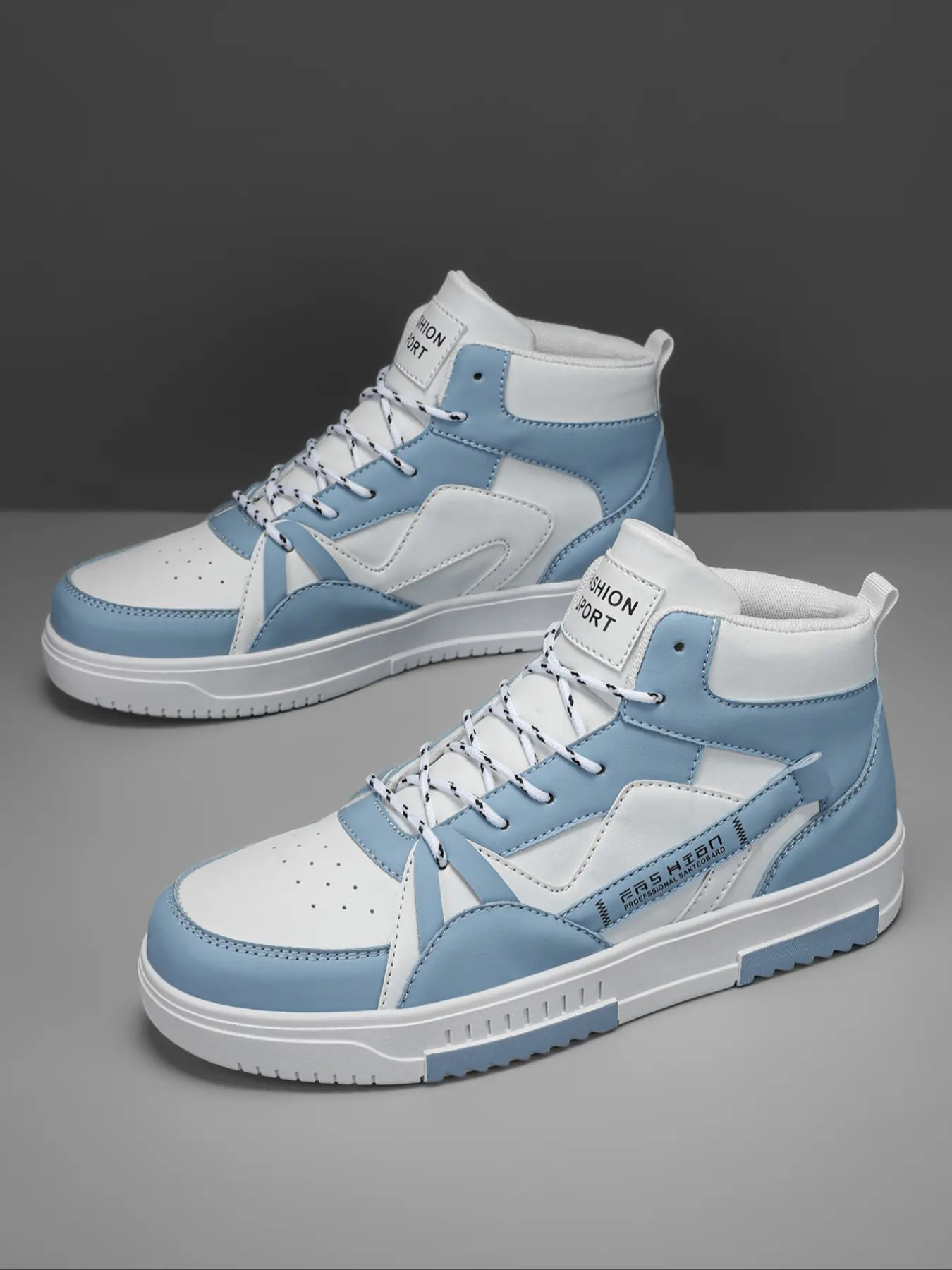 Men's Fashion Sporty High-Top Skate Shoes, Colorblock Thick Sole Trendy Sneakers, Letter Patchwork Casual Running Shoes for Outdoor Wear, Thick Soled Sneakers