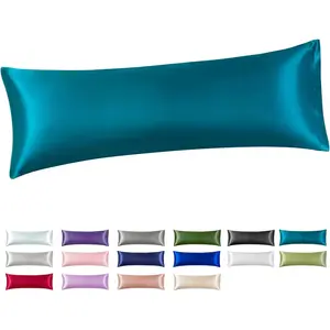 Satin Body Pillow Cover, Teal Silky Cooling Satin-Silk Body Pillow Cas with Envelope Closure (20x54, Teal)