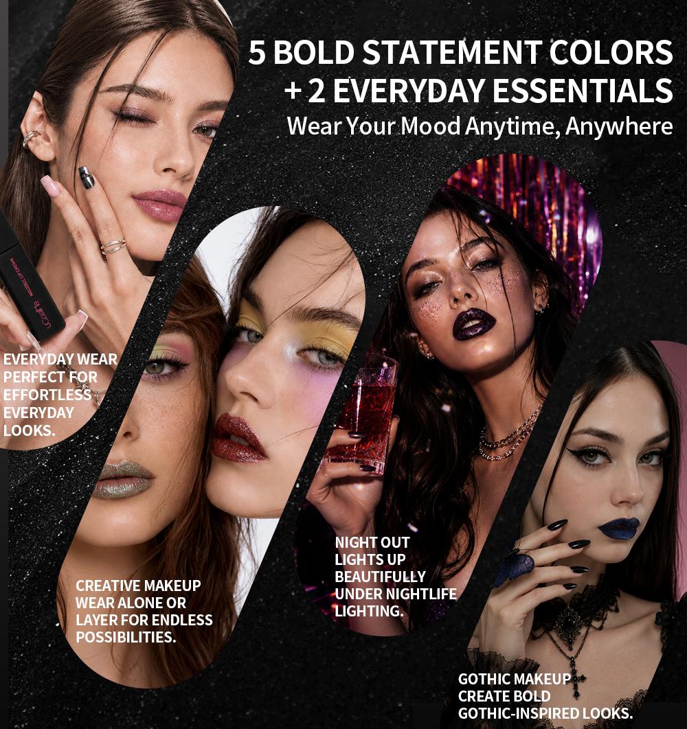 uCoolMe Matte Glitter Flip Mud, Color-Changing Velvet Lip Cream, High Pigment Waterproof Lip Tint, Soft Matte to Sparkling Finish, Long Lasting Moisturizing Lip Makeup, Gothic Bold Shades#tiktokshopbacktoschool