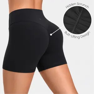 Colorfulkoala Sculptiva Butt-Lifting Hidden Scrunch Workout Shorts for Women 4", No Front Seam High-Waisted Yoga Shorts
