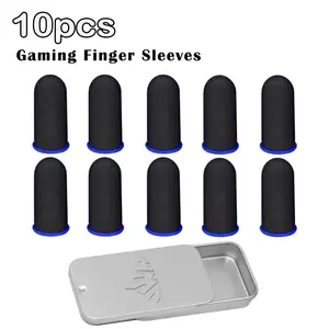10-Piece Blue-Rimmed Gaming Finger Sleeves, Breathable & Sweat-Resistant Thumb Protectors, Scratch-Proof Touchscreen Gloves for Mobile Gamers