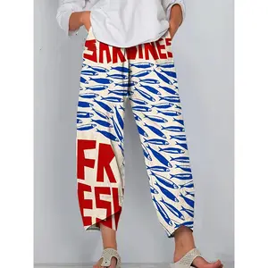 Women'S Retro Fish Sardine Artistic Print Lounge Pants