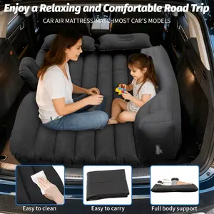 Portable Outdoor Inflatable Car Mattress — Vehicle-Mounted Air Bed. Features a flocked surface and durable PVC construction; designed for sleeping in the rear seats of SUVs. Ideal as a cushion or bed for outdoor camping, picnics, and travel.
