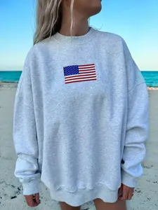 Pearl Grey Vintage American Flag Sweatshirt
