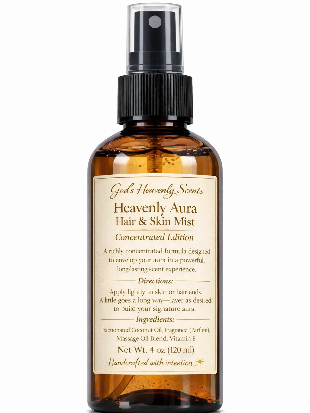 Heavenly Aura Hair & Skin Glow 4 oz - Lightweight Oil-Based Mist for Smooth Radiant Glow & Luxurious Vanilla Scent with Soft Creamy Vanilla & Coconut Cream Aroma