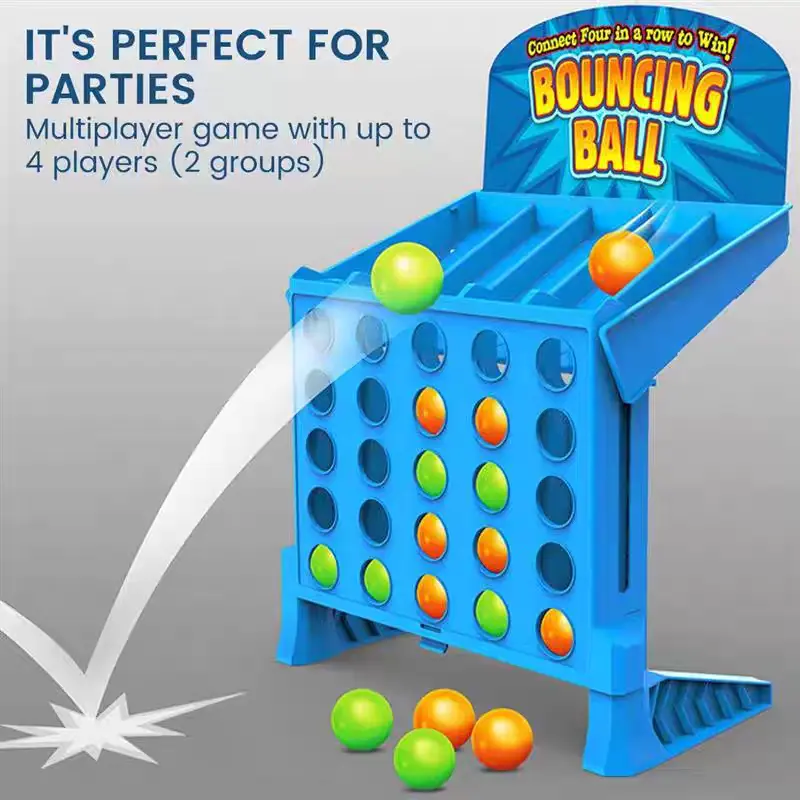 Mini Bounce Ball Shots Classic Board Game, 4-Connect Jumping Ball Tabletop Toy, Educational Interactive Game for Kids & Adults, Ideal for Family Travel Outdoor Parties, Classic Game