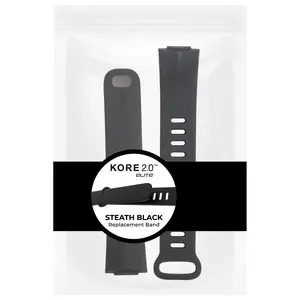 Kore 2.0 Elite Fitness Tracker Bands - Easy Attach Replacement Band for Smart Watch Step Counter | Soft Silicone, Adjustable Pedometer Strap | Two Pieces (114mm / 203mm) (black))