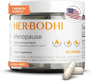 Meno- Menopause Hormonal Balance for Women, Estrogen Soy Isoflavones Menopause Supplement for Women, Ashwagandha, Black Cohosh Hot Flashes Menopause Relief, Night Sweats Relief 60Caps