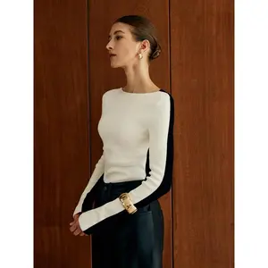 Casual Two Tone Panel Knit Top