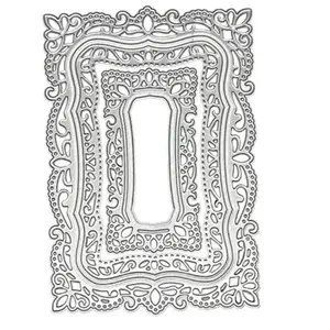 Rectangular Lace Background Frame Metal Cutting Die, Creative Embossing Template for Card Making, Perfect Tool for DIY Craft Enthusiasts, Scrapbook Materials