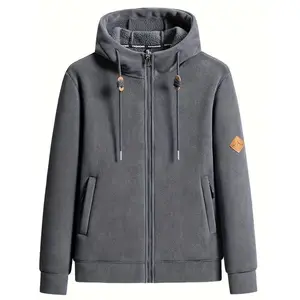 Thermal Fleece Jacket for Men - Windproof & Water-Resistant Fleece Jackets with Hood, Full Zip, Pockets, and Soft Brushed Lining for Knit Coats