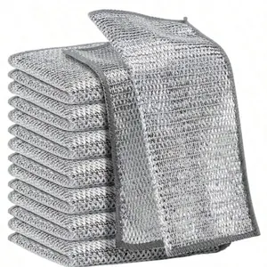 10 Piece Magic Cleaning Cloth Set, Thick Dual-Sided Metal Wire Scrubbers, Kitchen Dishwashing Towels, Easy Rinse Reusable, Multi-Purpose