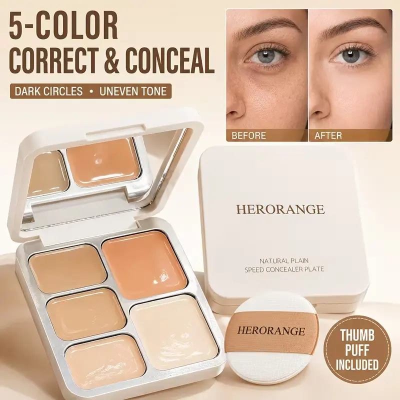 5Color Brightening Concealer Palette Long Lasting Makeup Waterproof Sweatproof Smudgeproof Color Correcting Palette Smooth Matte Moisturizing Beauty Cosmetic tiktokshopbacktoschool