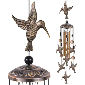 Outdoor Hummingbird Wind Chimes, Hummingbirds Bronze Wind Chimes,  Wind Chime, Hummingbird Wind Bell Gifts for Women, for Home, Garden, Indoor, Outdoor Decoration, Garden Wind Chime
