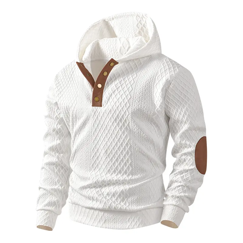 Men's Knitted Polyester Jumper - Menswear Knitwear Top, Texture-Rich Jacquard Long-Sleeve Casual Pullover for Everyday Wear